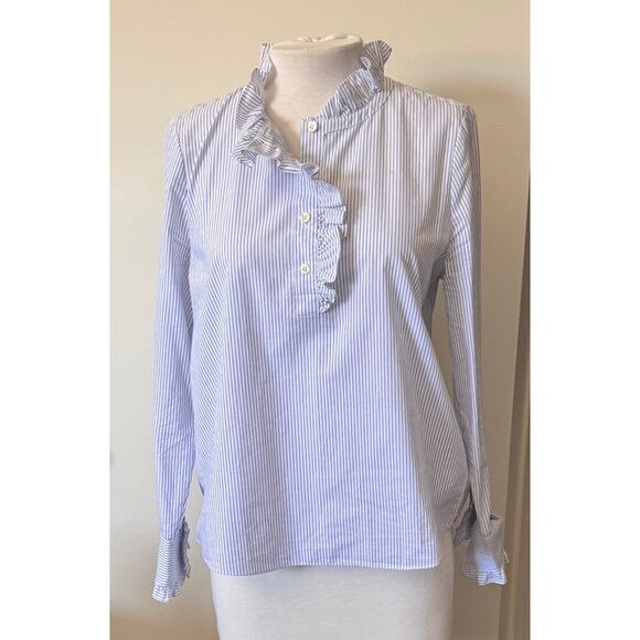 Kate Spade Broome Street Button Down Ruffle Neck Blouse Size Small - Picture 1 of 5